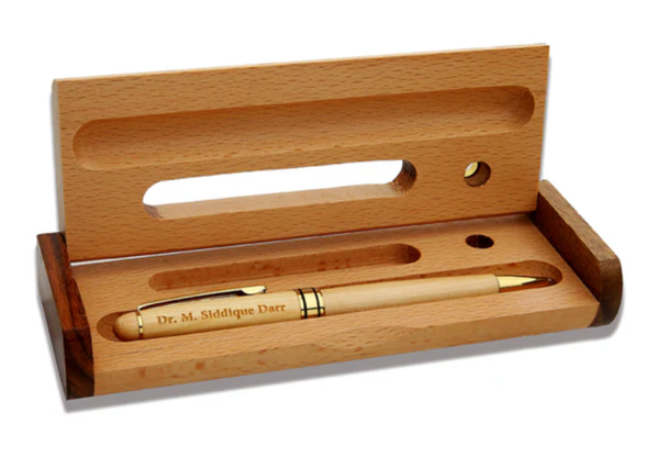 Customise Wooden Pen With Wooden Mobile Holder