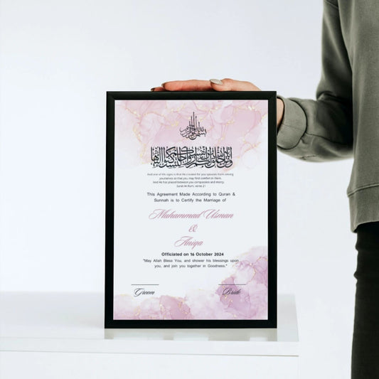Customise A4 Size Nikkah Frame with Glass Attached